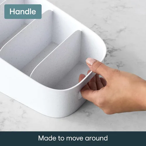 Miniatura 4 de YouCopia ShelfBin - Organizador de paquetes, contenedor dividido elevado de 4 niveles en escalera, organizador de almacenamiento sin BPA
