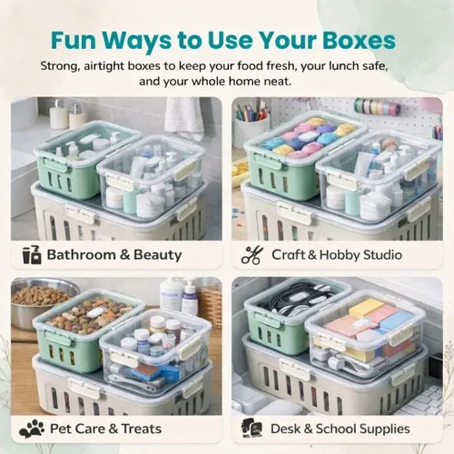 Miniatura 9 de Recipientes de frutas para refrigerador que se mantienen frescos, paquete de 5 recipientes de almacenamiento de productos sin BPA con colador Crema