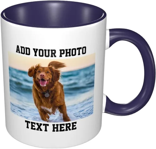 Miniatura 12 de Tazas de café con foto personalizada, taza personalizada con texto fotográfico, haz tu propia taza, taza de café con acento de cerámica, taza Negro