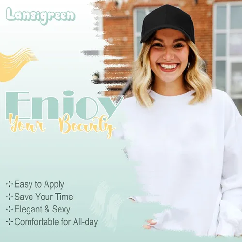 Miniatura 6 de Peluca de gorra de béisbol para mujer, gorra de béisbol con extensiones de cabello, gorra ajustable adjunta de 15 pulgadas, peluca sintética corta