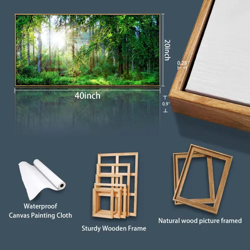 Miniatura 8 de Lienzo decorativo para pared de sala de estar, paisaje de bosque verde, sol sobre bosque, fotografía impresa en lienzo para decoración de pared