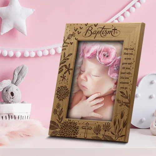 Miniatura 2 de BELLA BUSTA -Bautizo Bautizo Bautizo Bebé Niña/Niño Bautizado Regalos de Padrinos -Ceremonia de Bautizar un Niño Marco Grabado (5x7 Vertical)