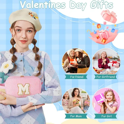 Miniatura 5 de YOOLIFE Regalos para niñas adolescentes – Bolsa de maquillaje con inicial personalizada, regalos de cumpleaños para mujeres, hermana, amiga, hija
