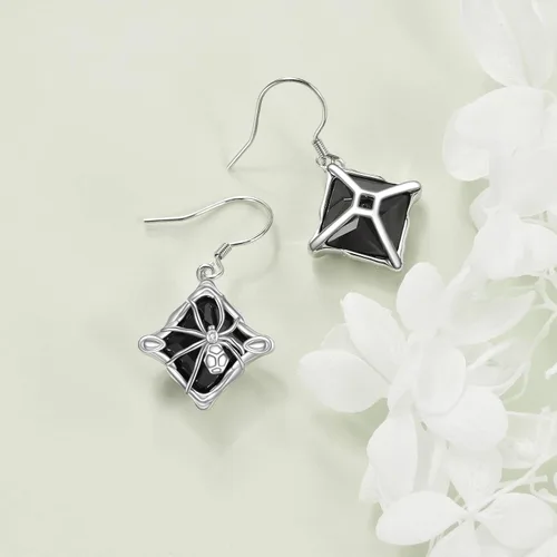 Miniatura 5 de Pendientes de corazón de brujas, rosa gótica, estetoscopio, calavera, plata de ley 925, joyería gótica de rosa negra para mujer
