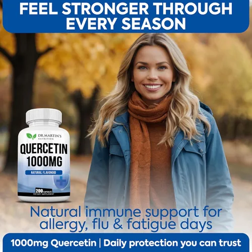 Miniatura 8 de Quercetina de 1000 mg - 200 cápsulas Apoyo inmunológico, antioxidante para alivio estacional de los senos nasales y salud cardiovascular