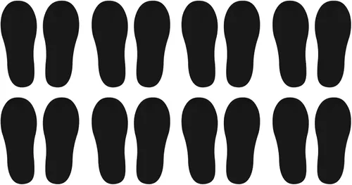 PATIKIL Adhesivo de huellas de 6 x 2 pulgadas, 8 pares de PVC para suelo de zapatos pequeños para decoración de clase, guía de escaleras, color negro