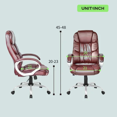 Miniatura 3 de Silla ergonómica de oficina con respaldo alto, silla de escritorio de altura ajustable, silla de computadora de piel sintética, silla moderna