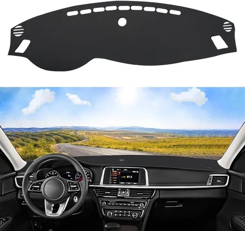 Miniatura 7 de Cubierta de tablero personalizada para Kia Optima 2016, 2017, 2018, 2019, 2020, decoración interior antideslizante, protector de rayos UV, Negro