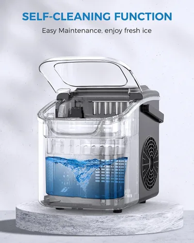 Miniatura 6 de COWSAR Máquina de hielo de encimera, máquina de hielo portátil autolimpiante, 26.5 libras/24 horas, 8 cubos de hielo tipo bala en 6 minutos