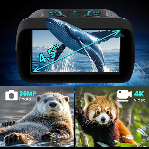 Miniatura 2 de Prismáticos de visión nocturna para adultos y niños - Cámara de gafas de visión nocturna infrarroja con pantalla de 4.5'' con estuche, video 4K