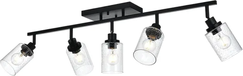 Miniatura 13 de 2-Luz de Pared con Foco y Sombra de Vidrio Sembrado, Iluminación Moderna de Techo en Níquel Cepillado para Pasillo y Baño