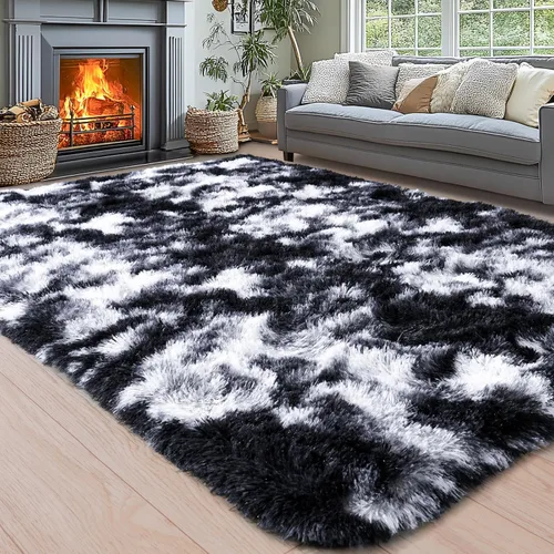 Miniatura 114 de Alfombras de área de 8x10 para sala de estar, alfombra shaggy grande ultra suave y esponjosa para dormitorio, alfombras de felpa mullida Blanco crema