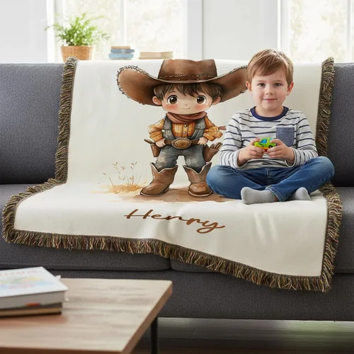 Miniatura 2 de Manta con nombre de vaquera occidental para bebé, manta personalizada para bebé, decoración de guardería, manta con nombre personalizado para niños