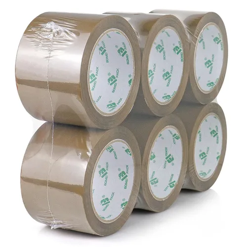 BOMEI PACK Cinta de embalaje marrón de 3 pulgadas, 6 rollos de repuesto de cinta de embalaje ancha para mudanza, envío y almacenamiento, 2.4 mil x