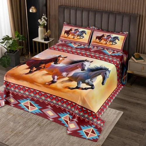 Miniatura 43 de Erosebridal Southwestern - Juego de colcha geométrica bohemia acolchada tamaño individual, juego de edredón étnico tribal con flechas occidentales