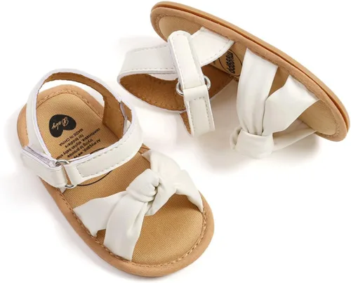 Miniatura 4 de COSANKIM Sandalias de verano para bebés y niñas con suela suave de flores, zapatos de vestir para cuna, recién nacidos, para recién nacidos