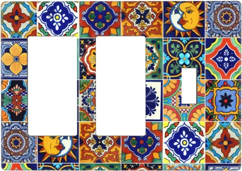 Miniatura 8 de Talavera - Azulejos mexicanos de una sola banda, placas de pared para decorar enchufes eléctricos, placa de interruptor, placa decorativa de pared