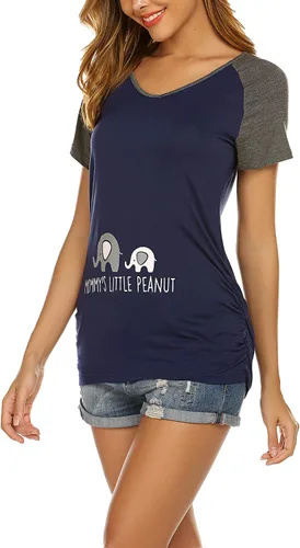 Miniatura 4 de Ekouaer - Camisa de maternidad para mujer con estampado divertido y manga corta diseño de raglán
