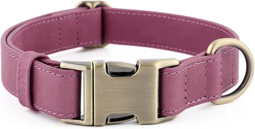 Miniatura 14 de Collar de cuero genuino para perro Plutus Pet – Collar ajustable para mascotas con hebilla de metal de liberación rápida, cuero suave y auténtico