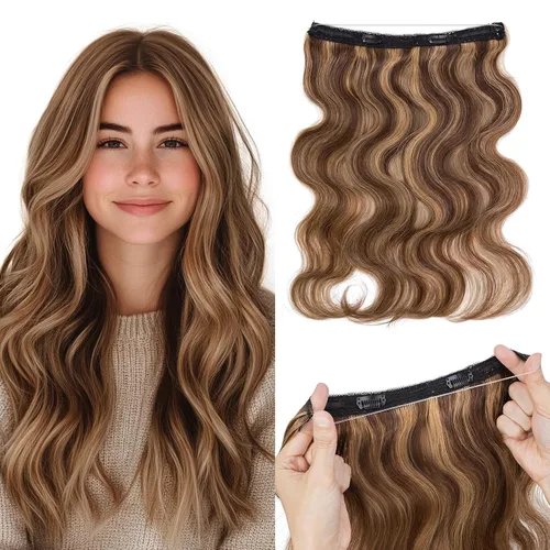Miniatura 25 de MY-LADY - Extensiones de cabello humano real, extensiones de cabello humano real, 12 pulgadas, color marrón oscuro, extensiones de cabello largo
