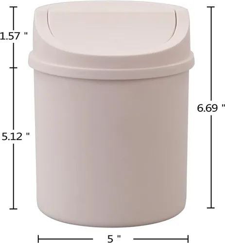 Miniatura 2 de Bote de basura de plástico de 2 L con tapa giratoria, pequeño cubo de basura con tapa giratoria, color rosa