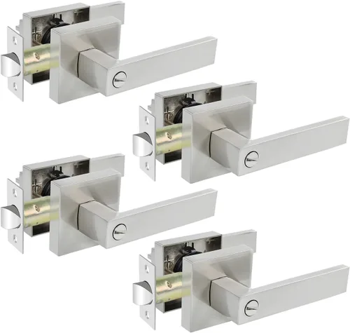 Miniatura 23 de KAMOTA Palancas de puerta de privacidad, 1 paquete de manijas de puerta de color negro mate, cerraduras de puerta de cama y baño, cerraduras
