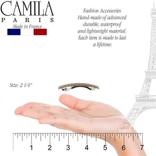 Miniatura 3 de Camila Paris CP3074 - Pinzas de pelo francés para niñas, juego de 2 pinzas de metal de goma beige, agarre fuerte, antideslizantes, accesorios