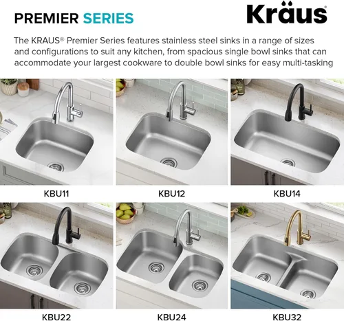 Miniatura 13 de Kraus KBU11 - Fregadero de cocina de acero inoxidable de 19 3/4 pulgadas, fregadero de cocina duradero de calibre 18 de un solo tazón