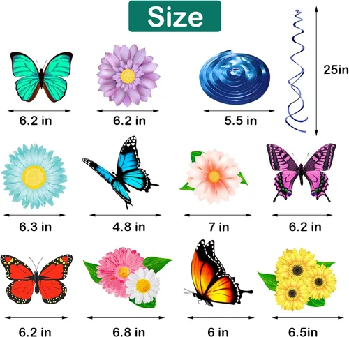 Miniatura 3 de HADDIY Decoraciones de fiesta de cumpleaños de mariposas y flores, juego de 30 unidades para decoración de techo de primavera y verano para aula