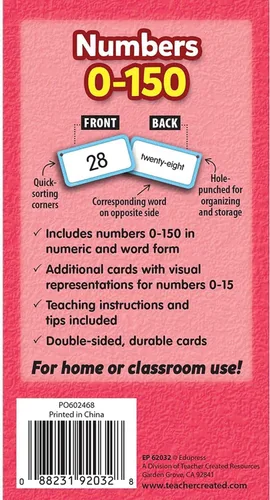 Miniatura 4 de Teacher Created Resources Números 0-150 Tarjetas Flash (TCR62032)