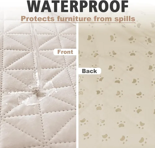 Miniatura 2 de Ameritex Funda de sofá impermeable para asientos, funda de sofá para perros, funda de sofá para mascotas, funda de terciopelo para silla, sofá Beige