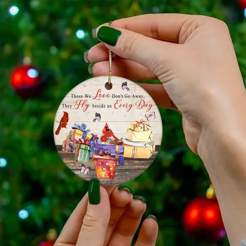 Miniatura 4 de Adornos de recuerdo de Navidad con texto en inglés «Those We Love Don't Go Away», adornos de cerámica para colgar en el árbol de Navidad