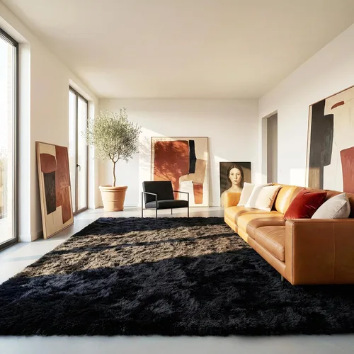 Miniatura 9 de PAGISOFE Alfombras esponjosas de dormitorio de 4 x 6 pies, color negro, alfombra moderna para sala de estar, alfombra lanuda para interiores
