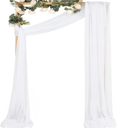 Miniatura 33 de MLMC 1 panel de tela para arco de boda azul bebé, 29 x 20 pies, cortinas de gasa extralargas transparentes de 6.6 yardas, paneles de cortinas