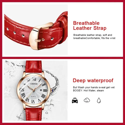 Miniatura 5 de Tiong Reloj casual de las señoras de la moda, reloj impermeable del cuarzo de la correa de cuero