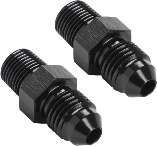 Miniatura 42 de 3AN macho Flare a 1/4 NPT tubo macho 90 grados codo adaptador unión aluminio negro