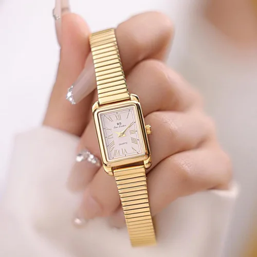 Miniatura 3 de CARLIEN Reloj de cuarzo para mujer, clásico, clásico, rectangular, impermeable, correa de acero inoxidable, pequeño, delicado, dorado, plateado
