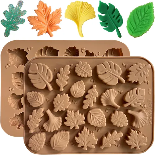 Miniatura 12 de Paquete de 2 moldes de silicona para pastel de calabaza, moldes de silicona para pastel de calabaza, moldes de chocolate de Acción de Gracias, 12