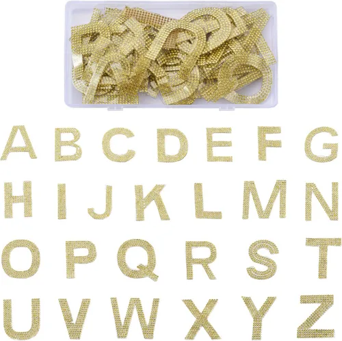 Miniatura 7 de Mega Pet 52 parches de diamantes de imitación de cristal de la A ~ Z, parches adhesivos termofusibles en caliente, apliques para ropa, mochilas