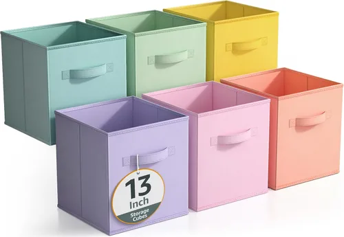 Miniatura 12 de Sorbus – Cubos de almacenamiento de tela de 11 pulgadas – Botes plegables resistentes con asa – 6 canastas plegables para organizar ropa, juguetes