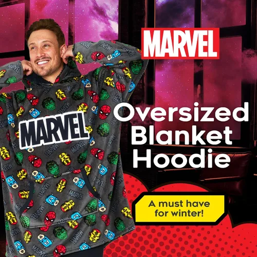 Miniatura 2 de Marvel Manta con capucha, suave y cómoda con capucha de gran tamaño para hombres y mujeres, manta moderna para adultos y adolescentes que pueden