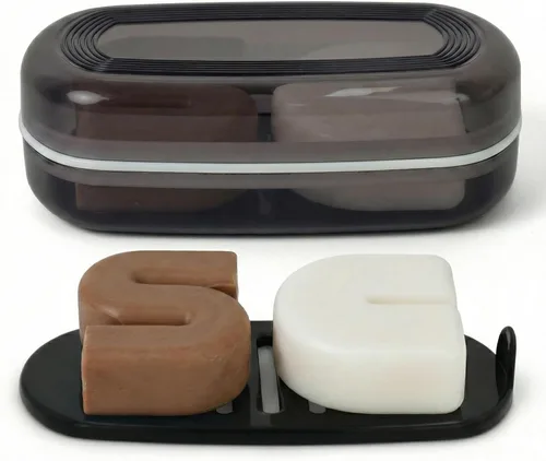 Miniatura 11 de AIMAIAIMAI Estuche de viaje para dos barras de champú – Compatible con barras de champú y acondicionador sólido Kitsch, contenedor grande de jabón