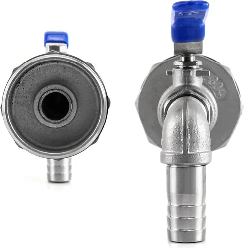 Miniatura 5 de QWORK Grifo de tambor para tambor de acero y plástico de 55 galones, grifo de barril de acero inoxidable de 2 pulgadas con salida de 90 grados 3/4 1