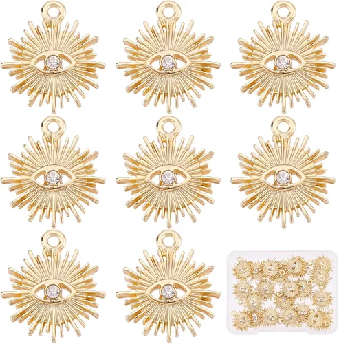 Miniatura 9 de SUNNYCLUE 1 caja de 36 piezas de 6 estilos de dijes contra el mal de ojo, gesto de mano, dije de victoria para hacer joyas, dijes, collares, aretes