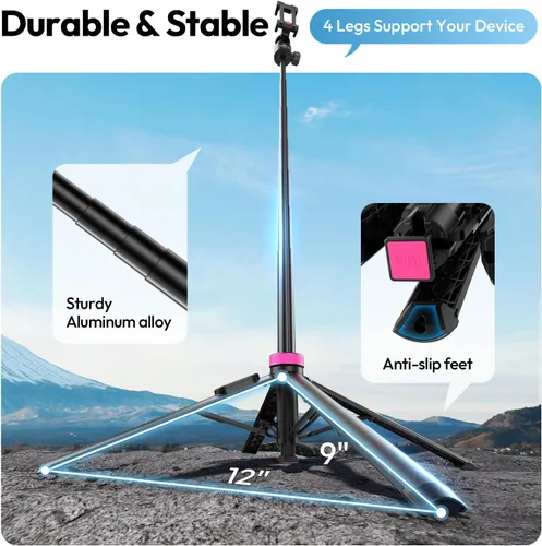 Miniatura 9 de ULANZI Trípode para teléfono abierto automático de 0.01s con control remoto, MT44B 59 pulgadas para selfie stick trípode con doble montaje