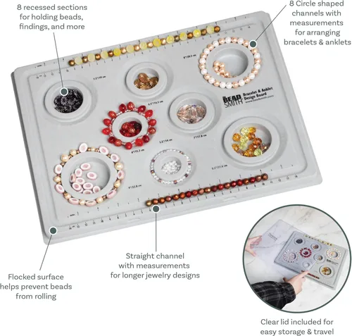 Miniatura 4 de The Beadsmith Elements - Tablero de cuentas con diseño de pulsera y tobillera – 13.75 x 10.75 x 1 pulgadas – Cubierta transparente extraíble