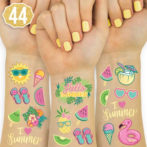 xo, Fetti Tatuajes temporales para fiesta en la piscina de verano, 62 estilos, suministros de fiesta de cumpleaños, recuerdos de fiesta en la playa