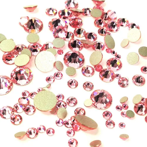 LIGHT ROSE (223), color rosa, 144 unidades, Swarovski 2058/2088, piedras de estrás rosa para arte de uñas mezcladas con tamaños ss5, ss7, ss9, ss12,