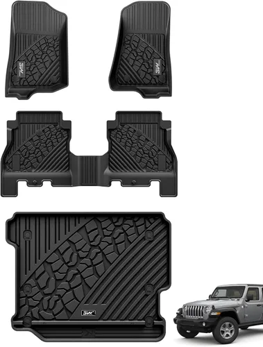 Miniatura 12 de 3W Alfombrillas de piso y forro de carga con alfombras en la parte superior compatibles con Jeep Wrangler JL 2018-2024 2025 Unlimited de 4 puertas