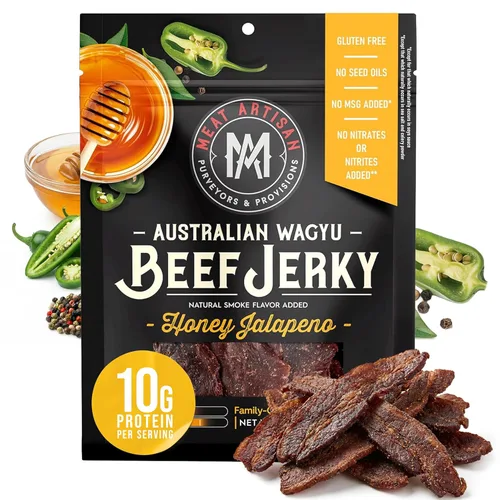 Miniatura 10 de Meat Artisan - Cecina de res estilo Wagyu australiano de Asia con BBQ - Snack alto en proteínas - Sin gluten, sin GMS - Gourmet natural premium 3oz